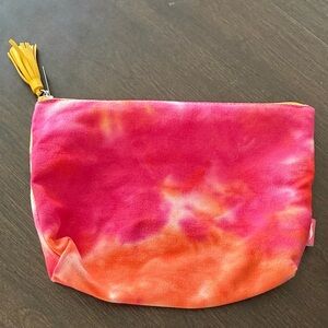 Sephora Pink Tie Dye Makeup Bag Pencil Bag Orange Yellow Tassle